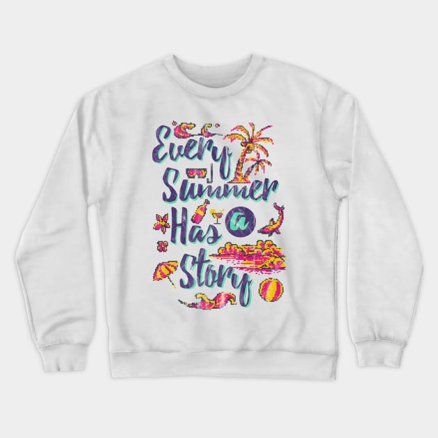 Summer Time Quote Retro Games 8 Bit 80's 90's Attire Crewneck Sweatshirt by SpottydoggCreatives